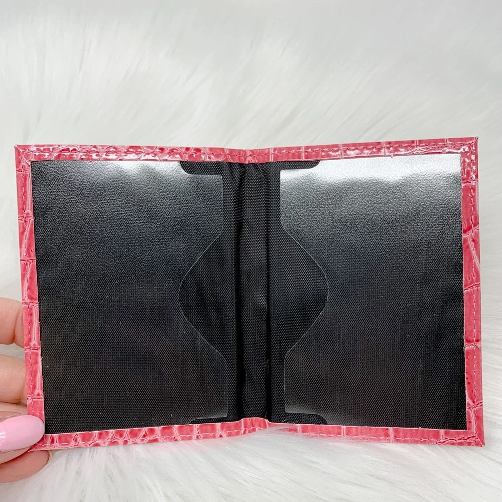 NEW Faux Leather Croc-Embossed Pink CDC Vaccination Card Record Protector Holder